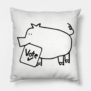 Cute Pig says Vote Outline Pillow