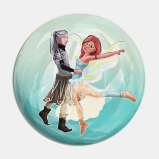 Dancing fairy and elf -  with background Pin