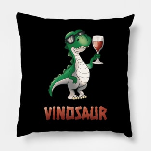 Vinosaur Wine Drinker Dinosaur Funny T-Rex Pillow