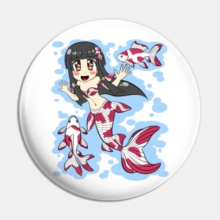 Goldfish Mermaid (Red, White) Pin