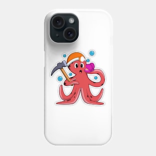 Octopus at Mining with Hammer Phone Case