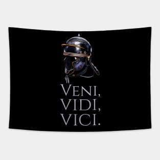 Veni Vidi Vici - Julius Caesar Quote - Roman Legion Helmet Tapestry