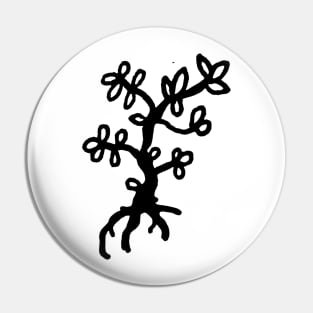 Black and White Blooming Tree Doodle Art Pin