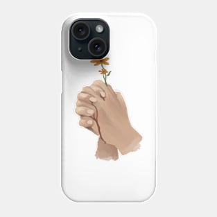 bleeding hand holding flowers art Phone Case