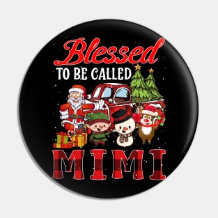 Blessed To Be Called Mimi Christmas Buffalo Plaid Truck Pin