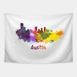 Austin skyline in watercolor Tapestry