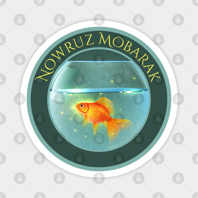Nowruz Mobarak Goldfish in Bowl Magnet by HolidayBug