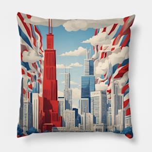 Chicago Illinois United States of America Tourism Vintage Poster Pillow