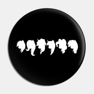 Mane Six White Silhouettes Pin