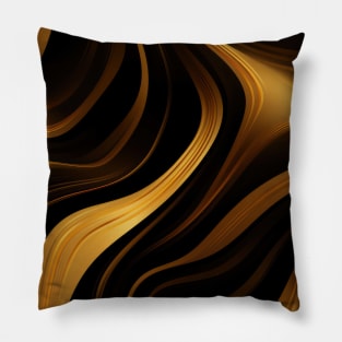 Golden Harmony: Abstract Stripes in Luxe Gold Pillow