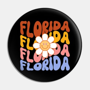 Florida Groovy Daisy Travel Wanderlust State Pin