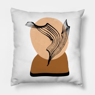 Minimal Modern  Abstract  Circle Shapes  leave  Warm Tones  Design Pillow