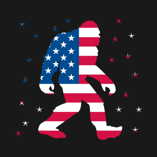 Bigfoot Sasquatch USA Flag Patriot T-Shirt