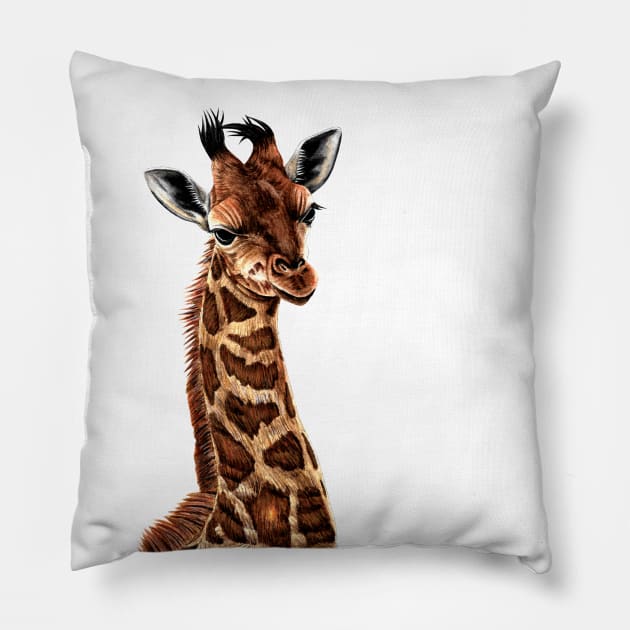 Baby giraffe Pillow by lorendowding