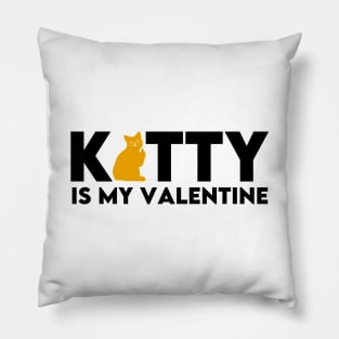 Kitty is my valentine (Black) Pillow