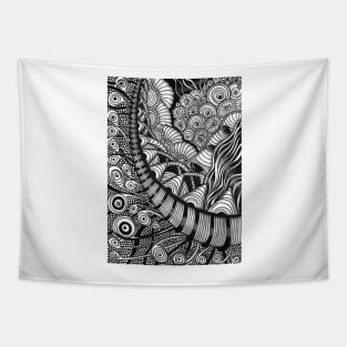 Doodle black and white drawing Tapestry