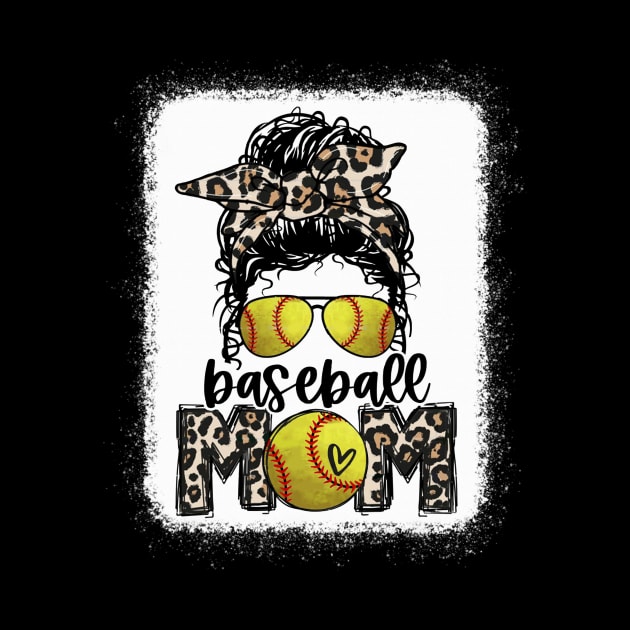 Softball Mom Leopard Shirt Messy Bun Softball Mom by Wonder man 