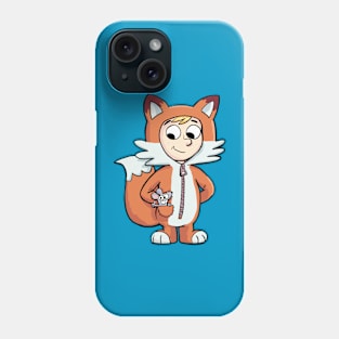 boy in a fox costume with a mouse in his pocket Phone Case