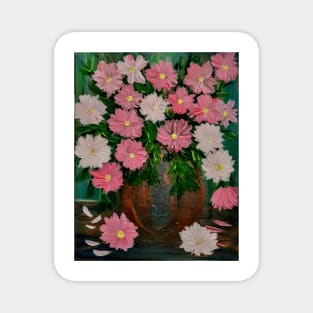 lovely color combination in this bouquet of flowers in a metallic copper vase Magnet