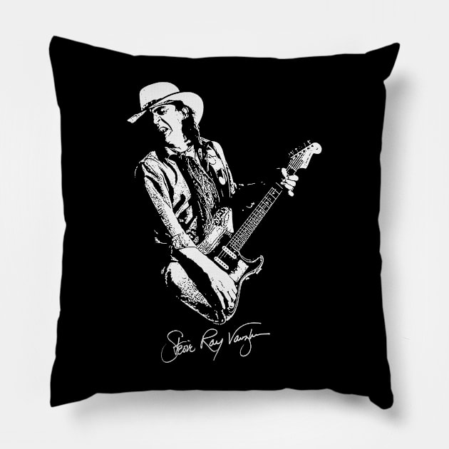 Stevie Ray Vaughan <> Graphic Design Pillow by RajaSukses