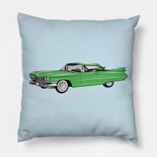 Classic car 1959 cartoon illustration Pillow
