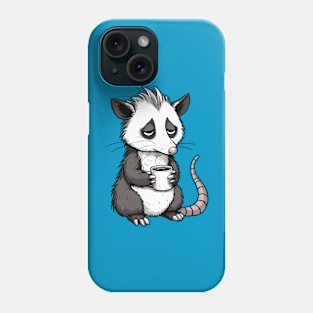 Tired possum with coffee Phone Case