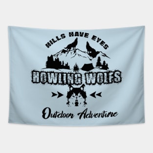 howling wolfs dark nights in woods Tapestry