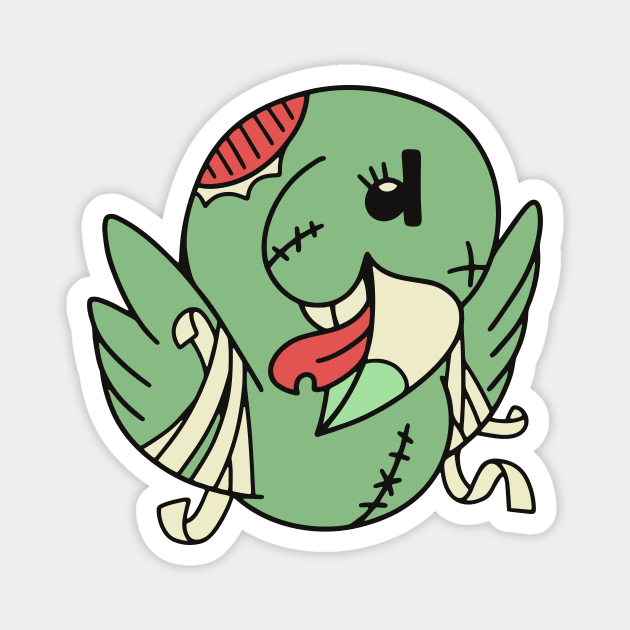 Cute Zombie Parrot // Funny Halloween Animals Magnet by SLAG_Creative