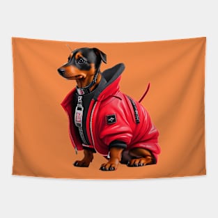 Cool Cyberpunk Cute Dachshund Dog Tapestry