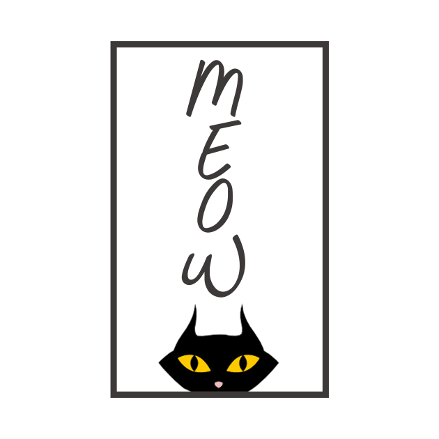 Meow Black Cat - Cat Lover Tshirt by MADesigns