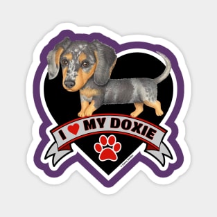 Funny Cute I Love My Doxie Dachshund Dog Heart Design Magnet