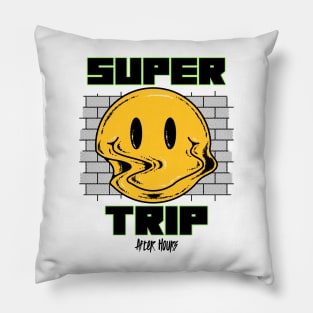 Trippy Happy Face Psychedelic Pillow