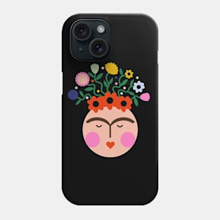 Cute colorful summer flowers Frida kahlo portrait mexican feminist painter viva la vida Phone Case