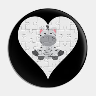 Jigsaw  Zebra Heart Design - Wild Animal Zebra Pin