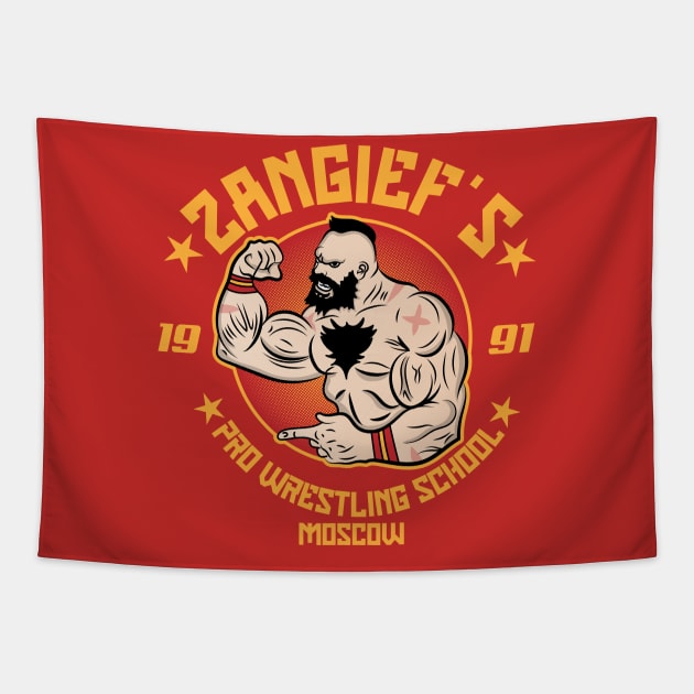 Zangief's pro-wrestling school Tapestry by carloj1956