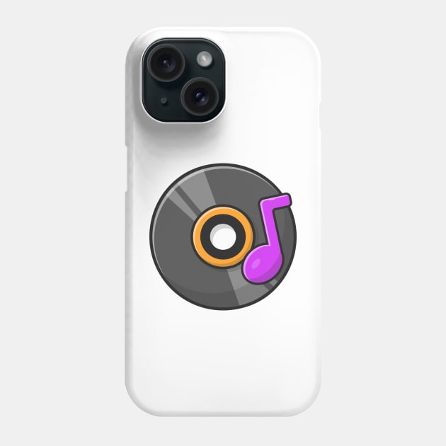 Vinyl Disk Music with Tune and Note of Music Cartoon Vector Icon Illustration (3) Phone Case by Catalyst Labs