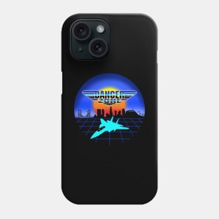 Danger Zone 80s Retro Neon Top Gun Maverick Logo Parody Rooster Sunset Skyline Phone Case