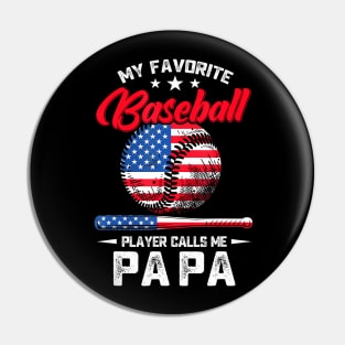 Baseball My Favorite Player Calls Me Papa Grandpa Pin