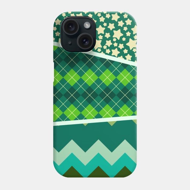 Green Star Argyle Zigzag Pattern Phone Case by saradaboru