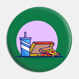 Pizza And Soda Cartoon Vector Icon Illustration Pin