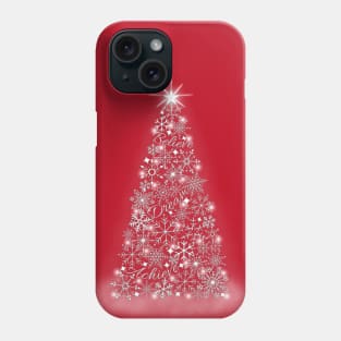 Inspirational Snowflake Christmas Tree, Believe, Dream & Achieve (Red Background) Phone Case