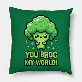 You Broc My World! Cute Broccoli Pun Pillow