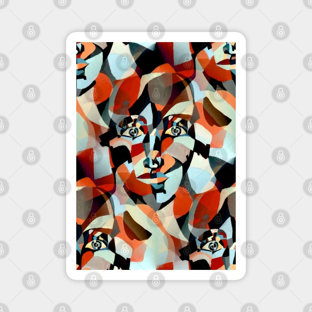 Androgynous Male Female in Abstract Geometric Illustration Magnet by Nisuris Art