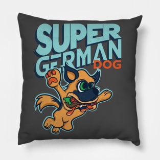 Super German Shepherd Dog eating Hamburger Pillow