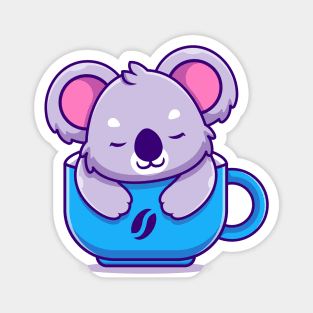 Cute Koala Sleeping In The Cup Coffee Magnet