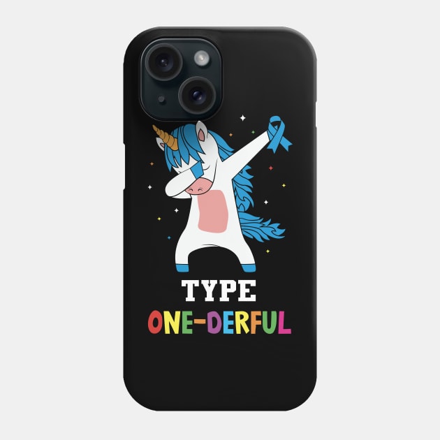 Type One-Derful Unicorn Funny Diabetic Type 1 Diabetes T1D Phone Case by Imou designs