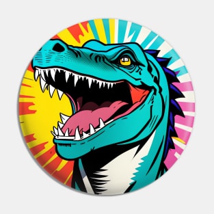 Modern Abstract Pop Art Style Laughing T-Rex Drawing Pin