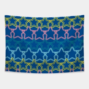 Multicolored stars with dotted border Tapestry