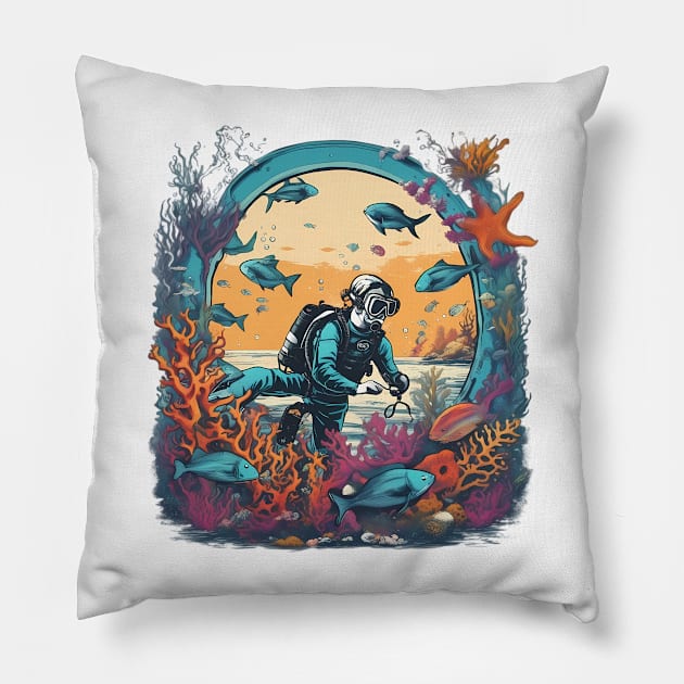 Hawaiian Ocean Dive Summer Colors Pillow by trubble