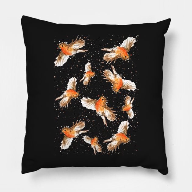 Red Robin Print - Water colour Pillow by B-ARTIZAN